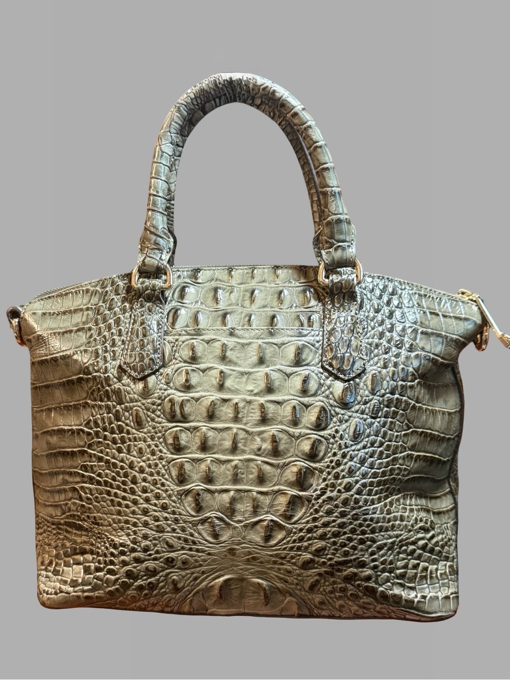 Authentic Brahmin Melbourne Duxbury Satchel – Croc-Embossed Sage/Olive Leather - Picture 4 of 7